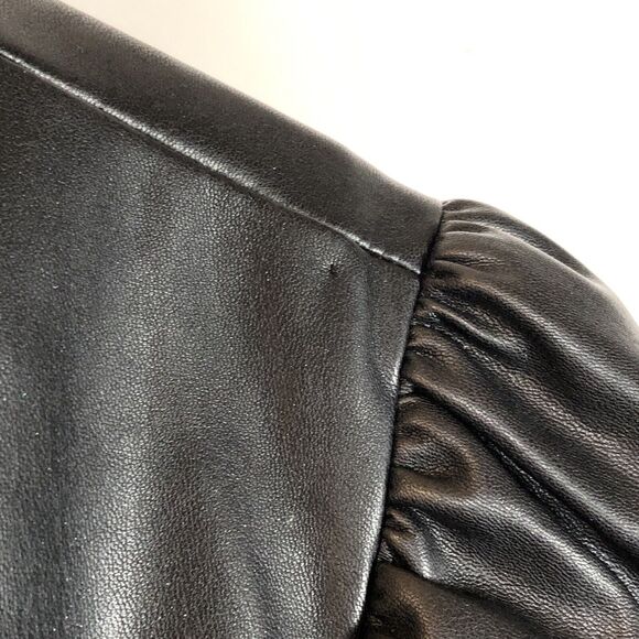 En Saison Puff Sleeve Faux Leather Minidress Black Small with Pockets - Picture 7 of 15